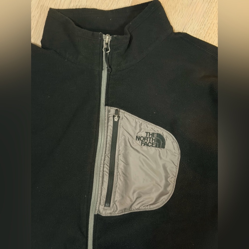 The North Face Black Fleece Jacket with Gray Chest Pocket
